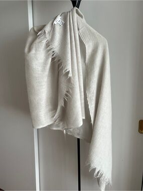 MNG Accessories Luxurious Angora Handwoven Pashmina Scarf Wrap Shawl Ivory 80"